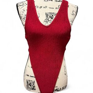 Red Sleeveless Bodysuit